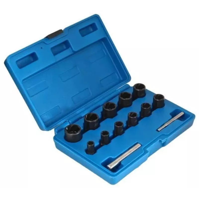 SATRA S-TS13X 13-teiliger Schraubenausdreher-Steckschlüsselsatz für beschädigte Schrauben und Muttern, metrisch 8-24 mm, Chrom-Vanadium-Stahl