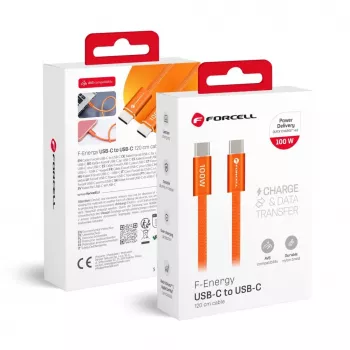 Forcell Kabel USB C auf USB C Forcell F-Energy QC4.0 PD 5A 100W Cafule Farbe 1,2 m ACYH23 orange