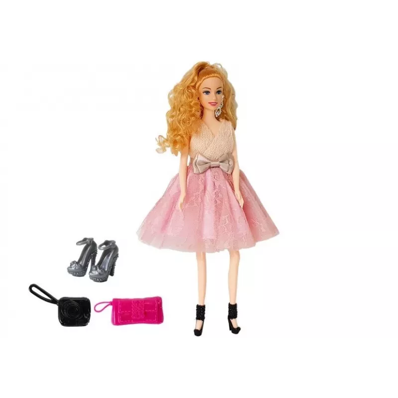 LEAN TOYS Modepuppe, blond 28 cm, Handtasche, High Heels
