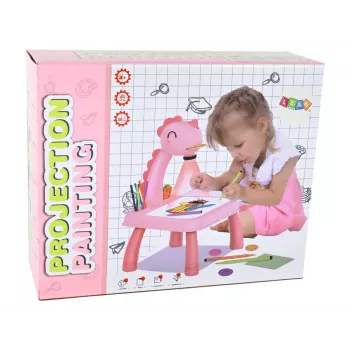 LEAN TOYS Whiteboard Projektor Projektor zum Zeichnenlernen Rosa Dinosaurier