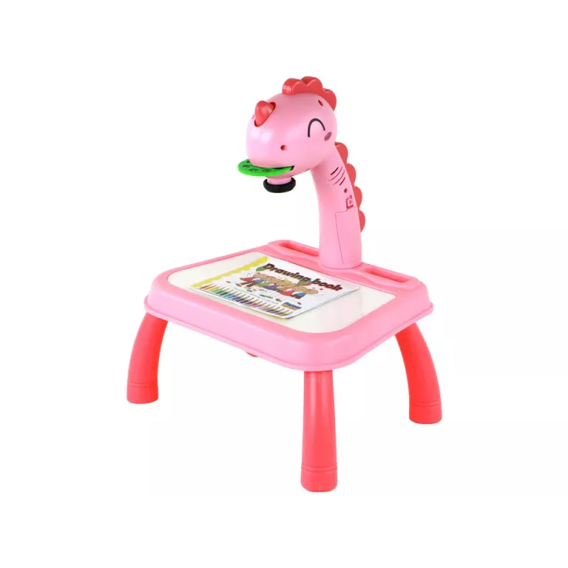 LEAN TOYS Whiteboard Projektor Projektor zum Zeichnenlernen Rosa Dinosaurier