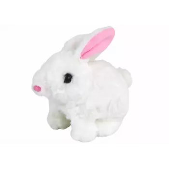 LEAN TOYS Laufender Hase Interaktives Spielzeug Kurzhaar Weiß