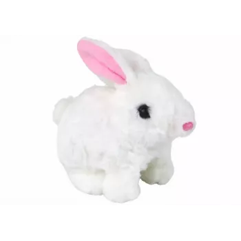 LEAN TOYS Laufender Hase Interaktives Spielzeug Kurzhaar Weiß
