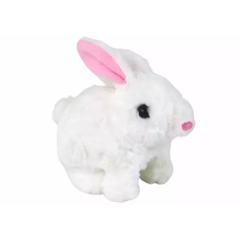 LEAN TOYS Laufender Hase Interaktives Spielzeug Kurzhaar Weiß