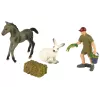 LEAN TOYS Tierfiguren-Set Pferd Grauer Hase Bauer