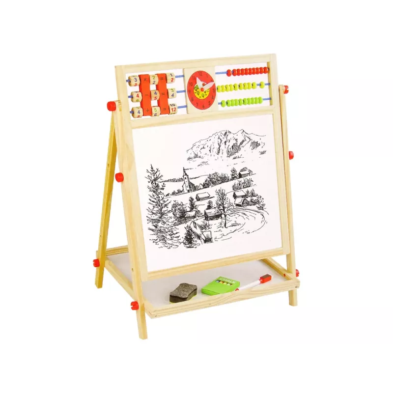 LEAN TOYS Holztablett 2in1 Abakus Kreide Stift
