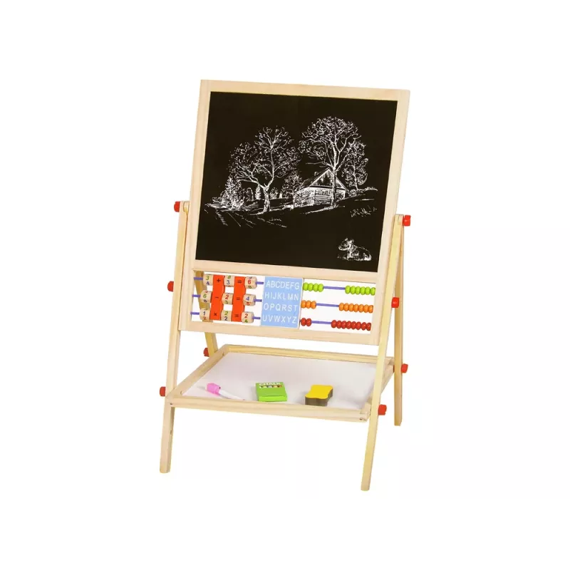 LEAN TOYS Holztablett 2in1 Abakus Kreide Stift