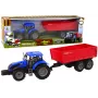 LEAN TOYS Traktor mit Anhänger Landwirtschaftliches Fahrzeug Bauernhof Blau