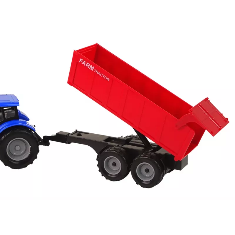 LEAN TOYS Traktor mit Anhänger Landwirtschaftliches Fahrzeug Bauernhof Blau