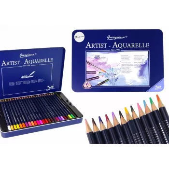 LEAN Set mit 48 Aquarellstiften in Metalldose