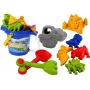 LEAN TOYS Sandeimer-Set mit Dusche, Spachtel, Rechen, Formen, Dinosaurier