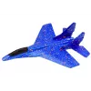 LEAN TOYS Styropor Kampfflugzeug mit blauer Schleuderstartvorrichtung