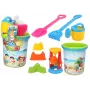 LEAN TOYS Sandspielzeug-Set, Eimer, Sandmühle, Gießkanne, bunte Formen