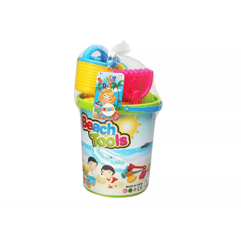 LEAN TOYS Sandspielzeug-Set, Eimer, Sandmühle, Gießkanne, bunte Formen