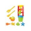 LEAN TOYS 18546 Sandspielzeug-Set mit großem Sandmühle, Eimer und bunten Formen – 7-teiliges Strand- und Sandkasten-Spielset für Kinder ab 12 Monaten