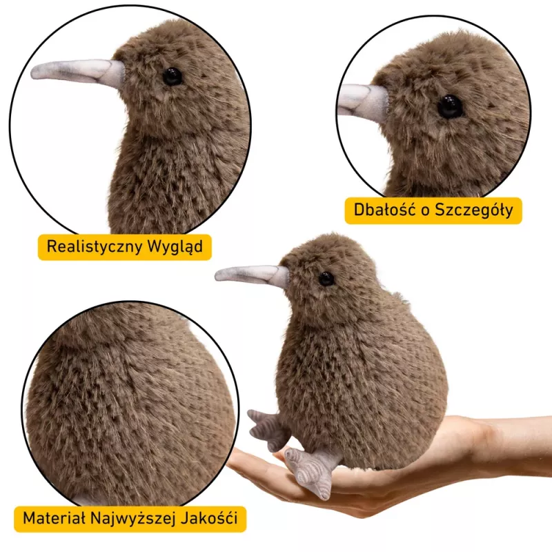 LEAN TOYS Plüsch Kiwi Vogel Plüschtier Maskottchen Kuscheltier Dunkelbraun 25cm