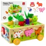 LEAN TOYS Holzpuzzle Happy Farm Magnetischer Wurm-Sortierer