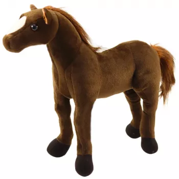 LEAN TOYS Plüschpferd Plüschtier Maskottchen Kuscheltier Dunkelbraun 40cm x 37cm
