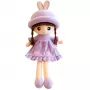 LEAN TOYS Stoffpuppe Weich Plüsch Lila Kleid Mit Rüschen 45cm