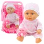 LEAN TOYS Babypuppe in Tragetasche mit Pyjama, Mütze und Schnuller, Rosa