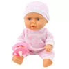 LEAN TOYS Babypuppe in Tragetasche mit Pyjama, Mütze und Schnuller, Rosa