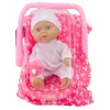 LEAN TOYS Babypuppe in Tragetasche mit Pyjama, Mütze und Schnuller, Rosa