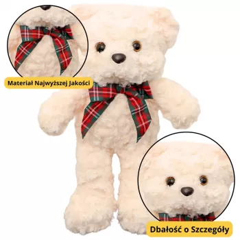 LEAN TOYS Plüsch-Maskottchen Kuscheltier Teddybär mit Schleife Weiß 30cm
