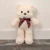 LEAN TOYS Plüsch-Maskottchen Kuscheltier Teddybär mit Schleife Weiß 30cm
