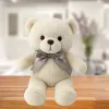 LEAN TOYS Plüsch Maskottchen Kuscheltier Teddybär mit Schleife Happy Every Day Weiß 55cm