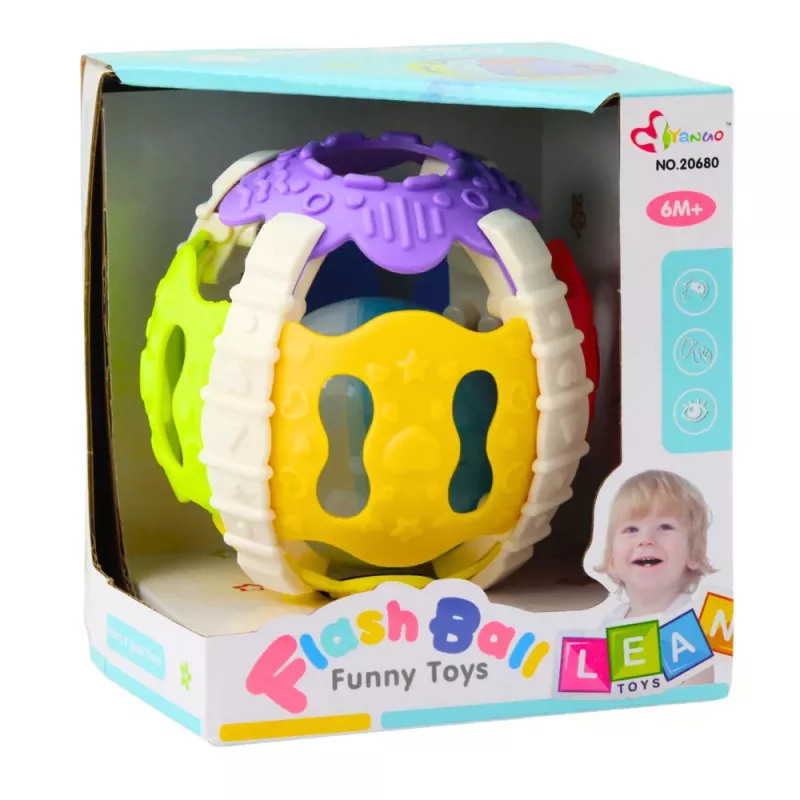 LEAN TOYS Sensorikball für Babys aus Gummi mit Licht und Geräuschen, bunt