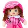 LEAN TOYS Stoffpuppe Kuscheltier Karokleid Rosa 35 cm