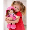 LEAN TOYS Stoffpuppe Kuscheltier Karokleid Rosa 35 cm