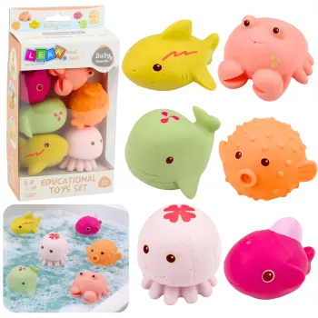LEAN TOYS Set aus 6 lehrreichen Gummimeerestieren zum Baden und Spielen.