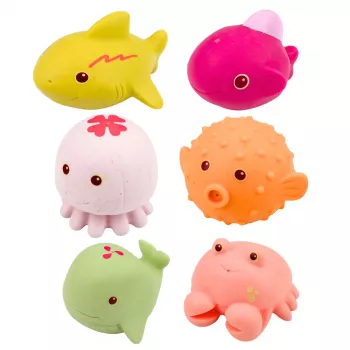 LEAN TOYS Set aus 6 lehrreichen Gummimeerestieren zum Baden und Spielen.