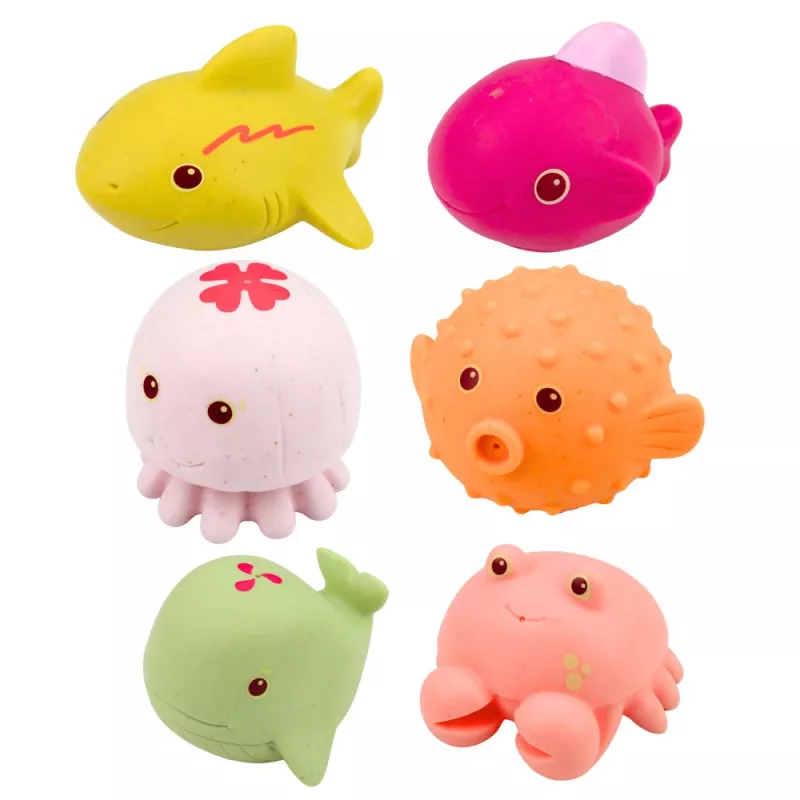 LEAN TOYS Set aus 6 lehrreichen Gummimeerestieren zum Baden und Spielen.