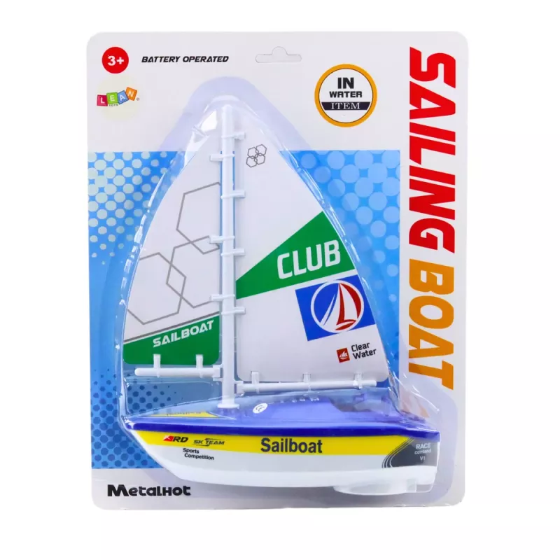 LEAN TOYS Segelboot Wasserboot batteriebetrieben Turbinenantrieb Blau