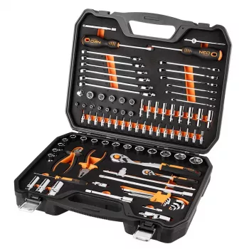 NEO TOOLS Steckschlüsselsatz 1/2, 1/4, 95 Stk., CrV, EVA-Schaumstoff