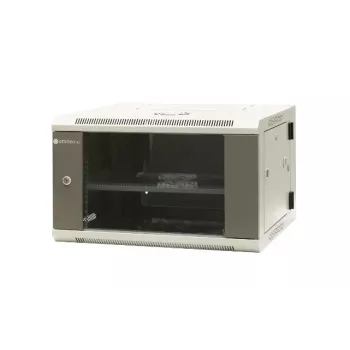 EMITER EM/AH6506 19 inch 6U Wandmontage-Netzwerkschrank, gehärtete Glastür, 600×550×370 mm, Schwarz