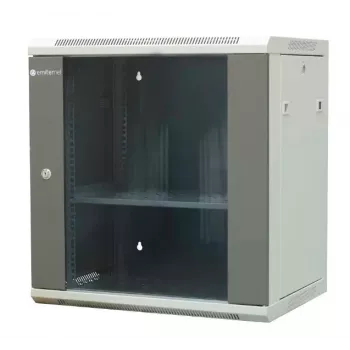 EMITER EM/AP6412 12U Wandmontage-Netzwerkschrank 600x450x635mm Glasfront Schwarz