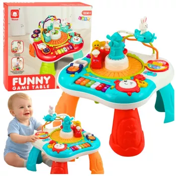 LEAN TOYS Lern-Tisch Interaktives Musik-Panel Piano 2 in 1 Türkis