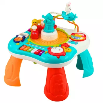LEAN TOYS Lern-Tisch Interaktives Musik-Panel Piano 2 in 1 Türkis
