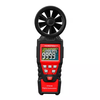 HABOTEST HT625B Digitales Anemometer mit USB, Windgeschwindigkeits-/Temperatur-/Luftvolumenmessgerät, beleuchtetem LCD, externem Flügelradsensor