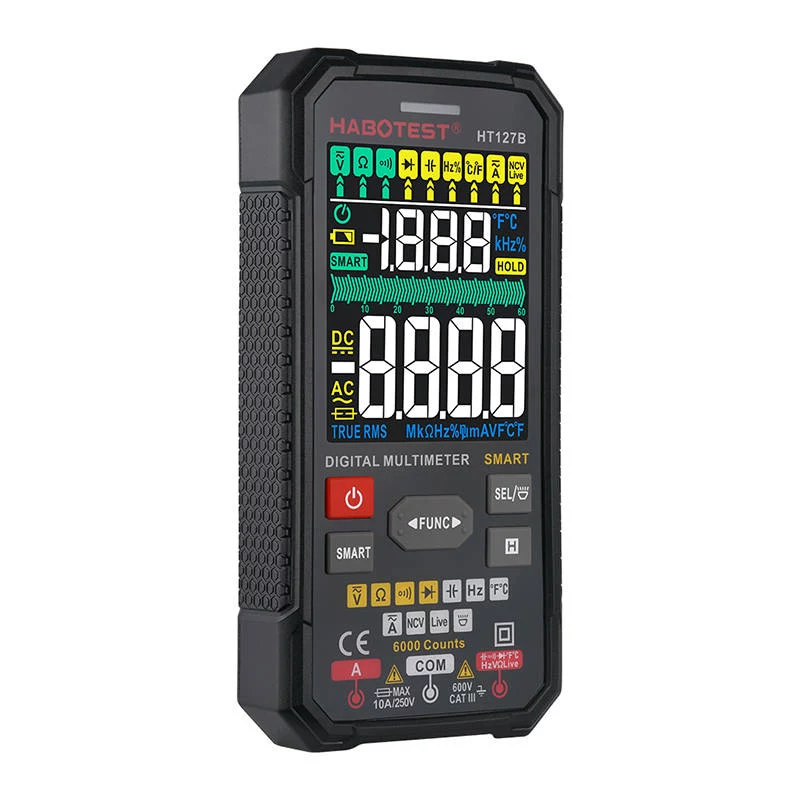 Habotest HT127B Digitales Universalmultimeter True RMS 6000 Counts Auto-Ranging mit NCV und Temperatur