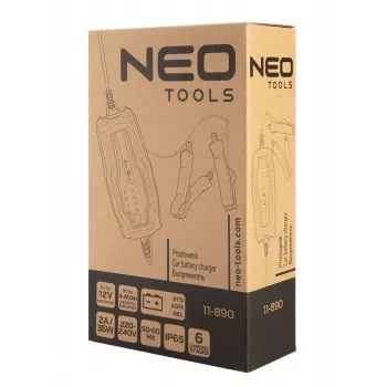 NEO TOOLS 11-890 Automatisches Batterieladegerät 2A/35W für 12V Blei-Säure-, AGM-, Gel-Batterien 4-60Ah