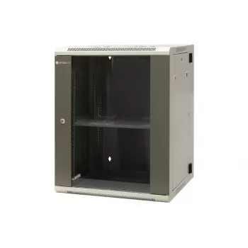 EMITER EM/AH6515 15U Wandmontage-Netzwerkschrank 600x550x770 mm, gehärtete Glastür, Schwarz