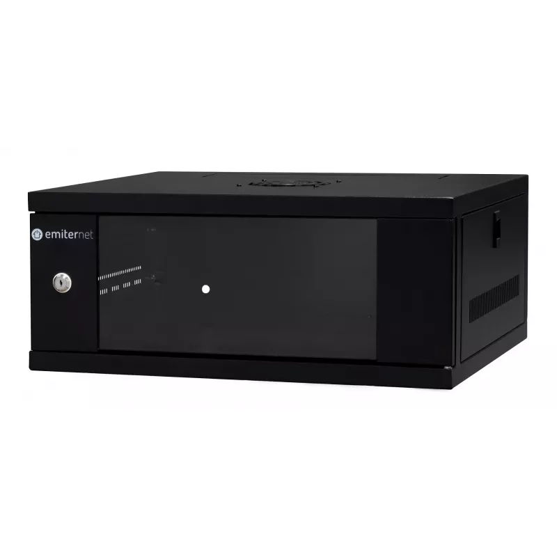 EMITER EM/SH02B5404-08 Wandmontage-Netzwerkschrank 19 Zoll 4U 550x450x230 mm Glastür