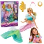 LEAN TOYS Anlily Meerjungfrau-Puppe mit Pailletten-Schwanz, Spiegel und Kamm