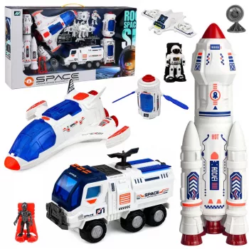 LEAN TOYS Großes Weltraum-Set Station Rakete Shuttle Erkundungsfahrzeug Astronauten