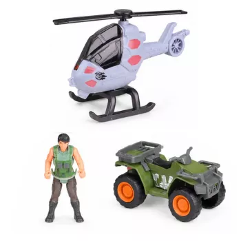 LEAN TOYS Forschungsbasis Dinosaurierpark Tor Helikopter Quad Figuren Entdecker