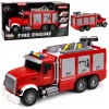 LEAN TOYS Feuerwehrauto Feuerwehr mit ausziehbarer Leiter, Wasserschlauch, Lichtern und Geräuschen